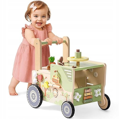 WOODEN WALKER FARM GREEN WRP34 FOR CHILDREN TO LEARN TO WALK HOME