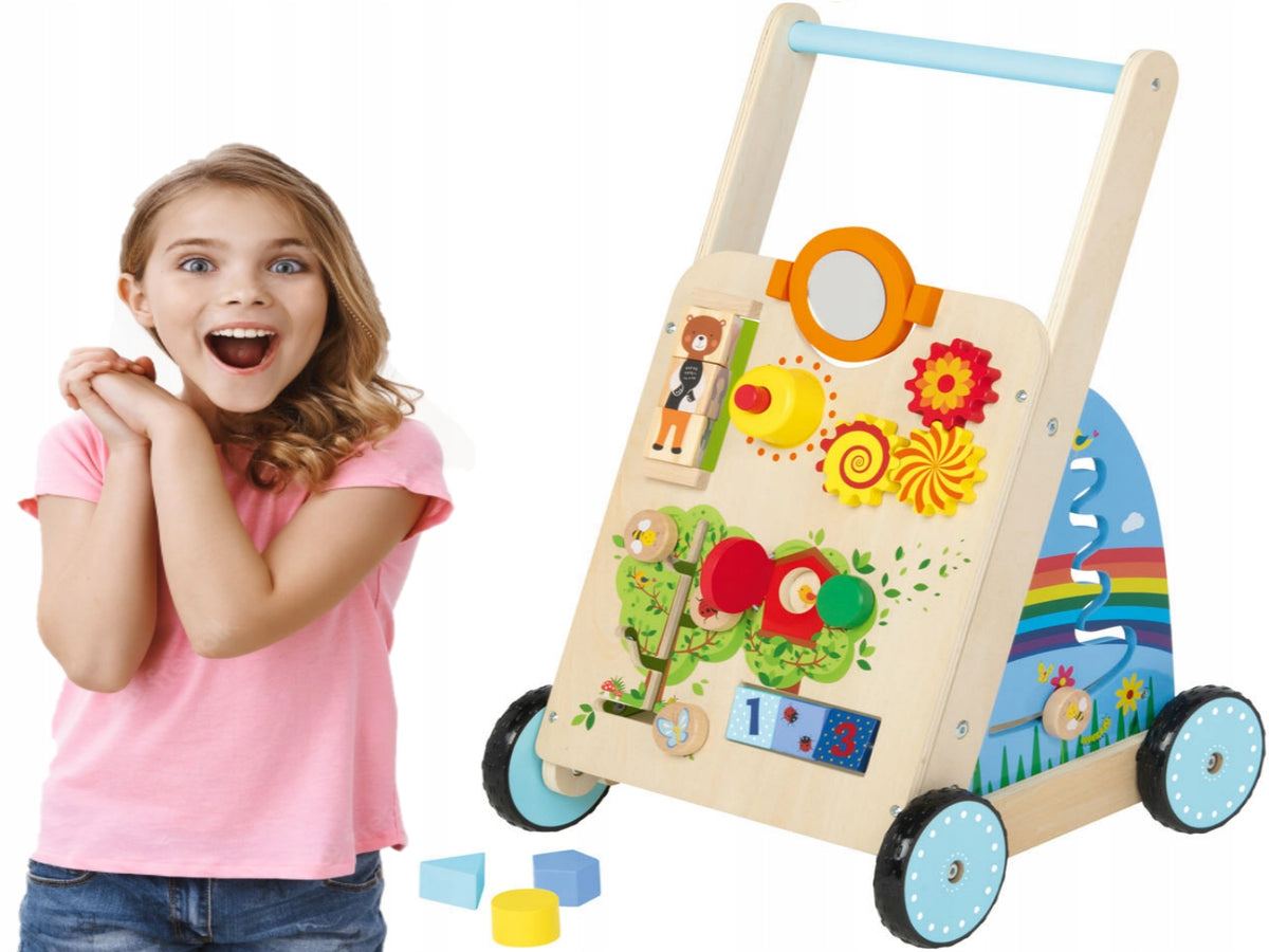 WOODEN WALKER INTERACTIVE PUSHER Educational Ride-On 6in1