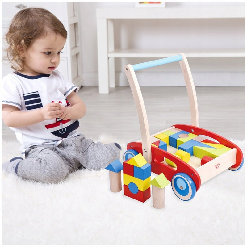 WOODEN WALKER PUSHER FOR CHILDREN BLOCKS 23 EL. TOOKY TOY CHILDREN'S MOTOR SKILLS Brand Tooky Toy