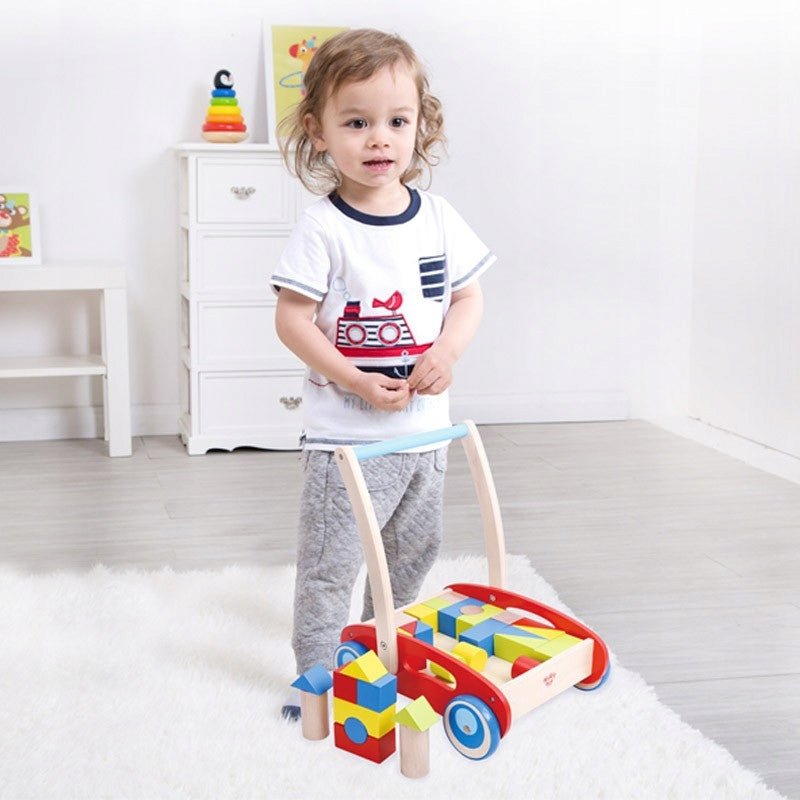WOODEN WALKER PUSHER FOR CHILDREN BLOCKS 23 EL. TOOKY TOY CHILDREN'S MOTOR SKILLS Material wood