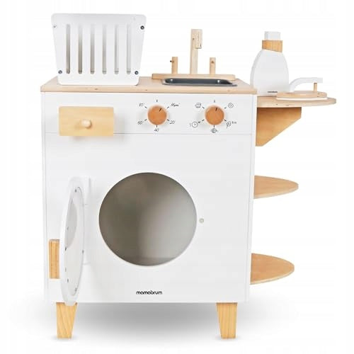 WOODEN WASHING MACHINE FOR CHILDREN IRON BASKET LAUNDRY SET FOR HOME Manufacturer code Bez marki