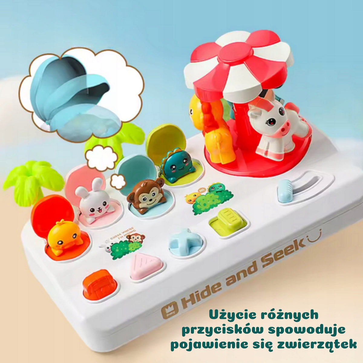 WOOPIE BABY Pop Up Animals Pop Up Carousel Interactive Toy Brand Woopie