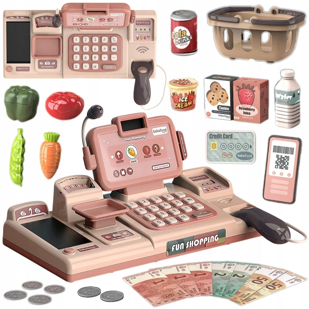 WOOPIE Children's Shop Cash Register Scanner Weight Microphone + 25 Ac.
