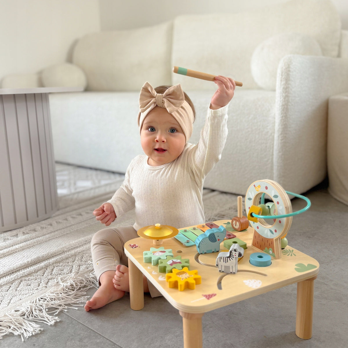 WOOPIE GREEN Wooden Educational Table Musical Sensory Labyrinth 5in1 Kid's age 18+ months