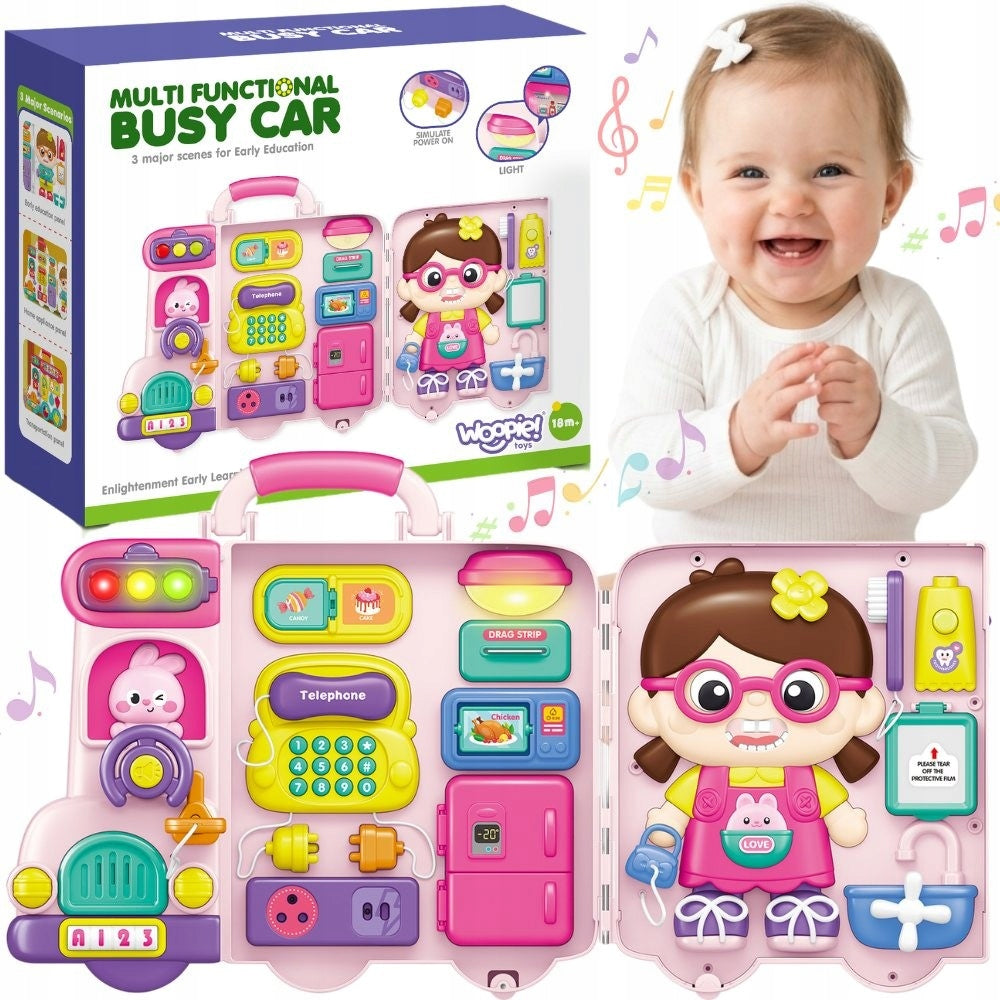 WOOPIE Interactive Manipulation Board Car Suitcase 3in1 Sound Light