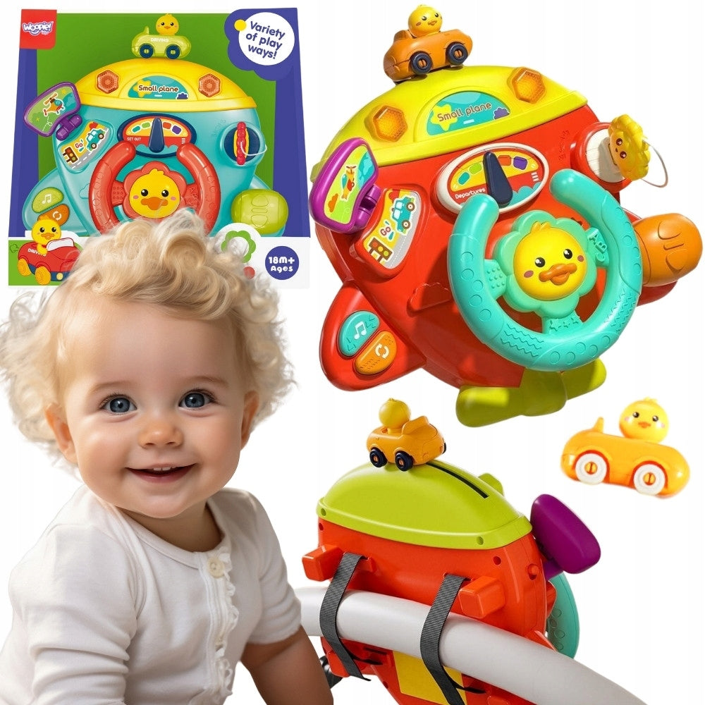 WOOPIE Interactive Steering Wheel Airplane Bed Vehicle Trolley Effects 18m+