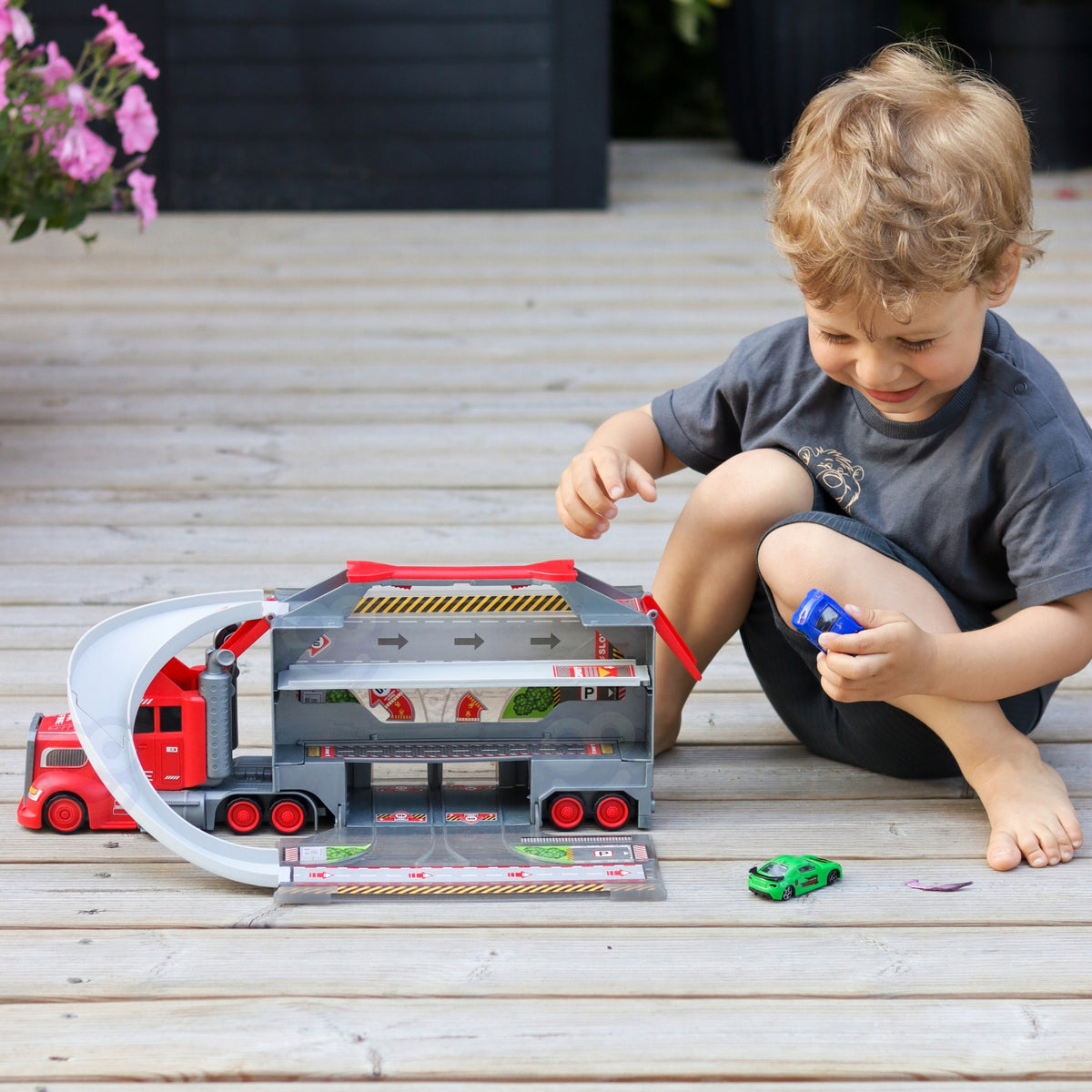 WOOPIE Set Truck Tow Truck Garage Racetrack Length 44 cm