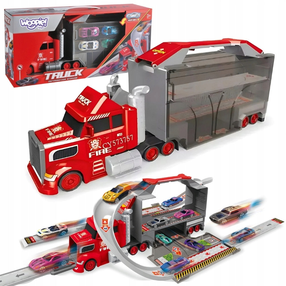 WOOPIE Set Truck Tow Truck Garage Racetrack