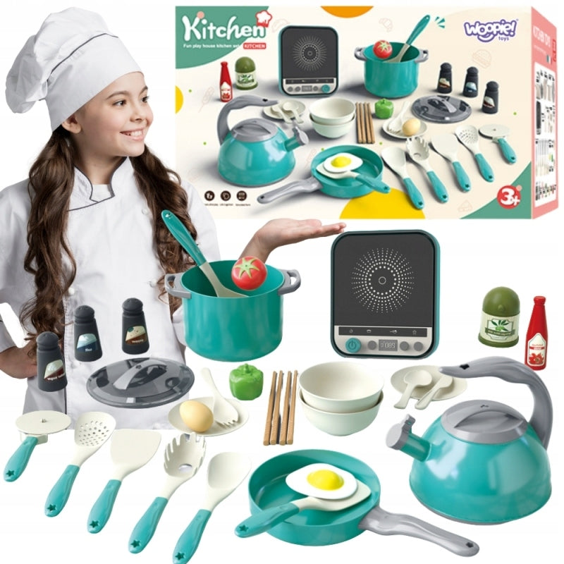 WOOPIE Set of Small Chef Induction Pots Pan Kettle Green 30el
