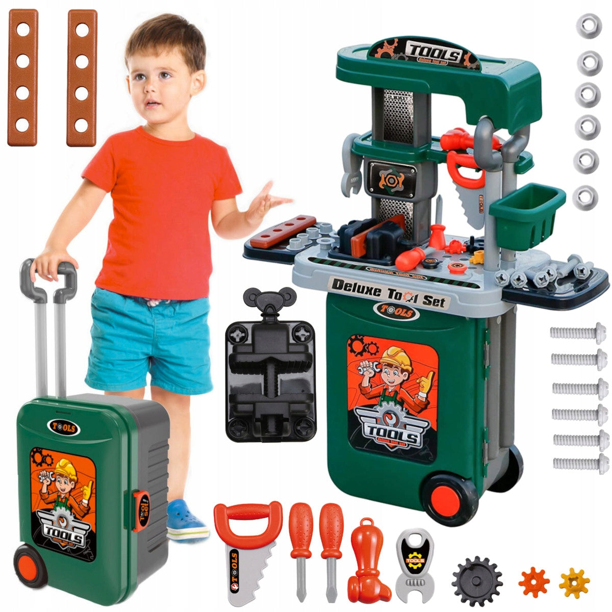WORKBENCH TOOLS FOR KIDS SUITCASE STROLLER DIY KIT Manufacturer code DUŻY ZESTAW NARZĘDZI W WALIZCE
