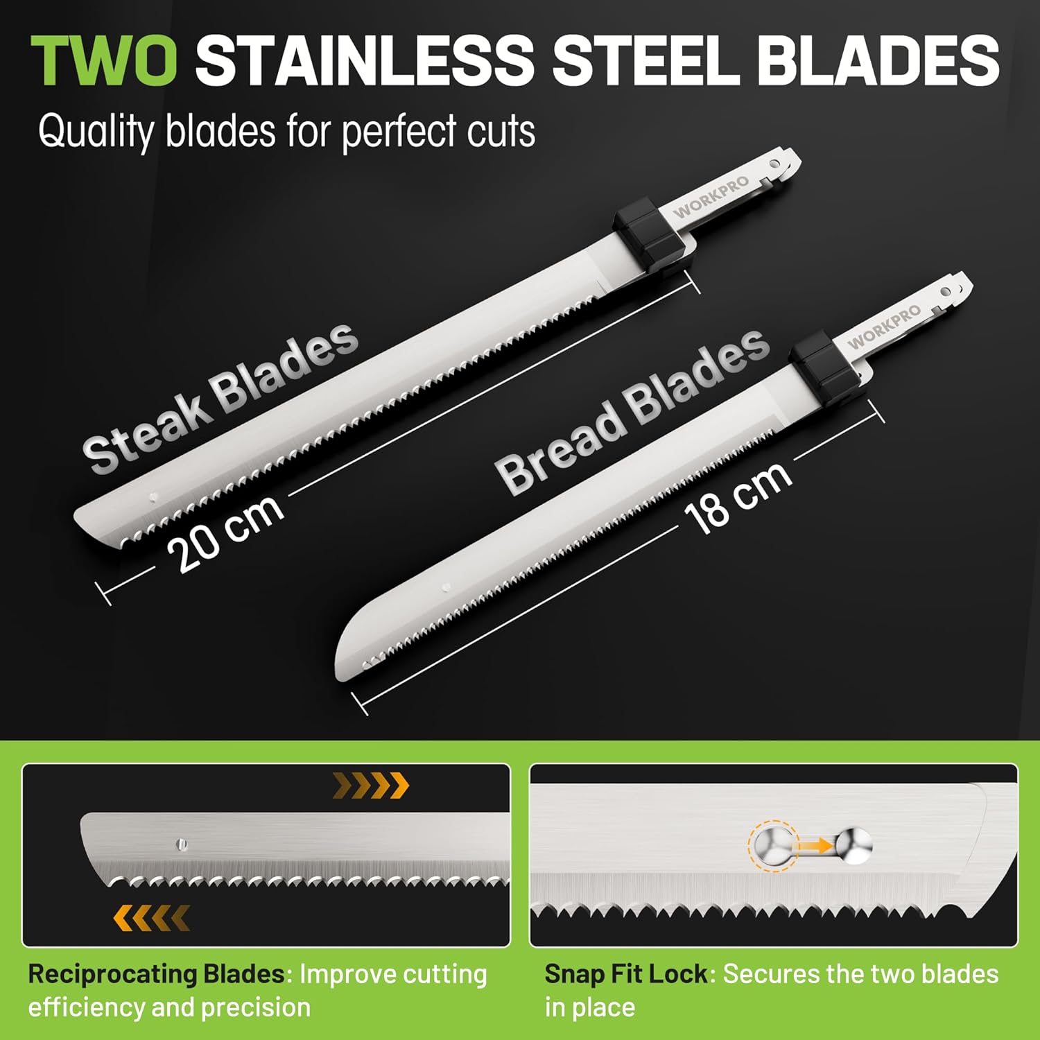 WORKPRO Electric Knife 8V Wireless 2 Blades Packaging status original