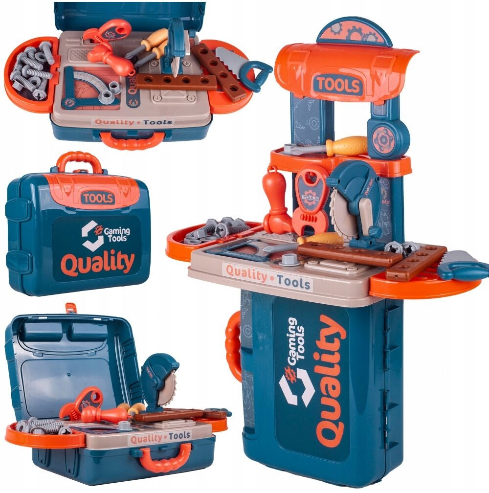 WORKSHOP FOR CHILDREN SUITCASE ACCESSORIES MOBILE SET 3IN1 TOOLS SAW