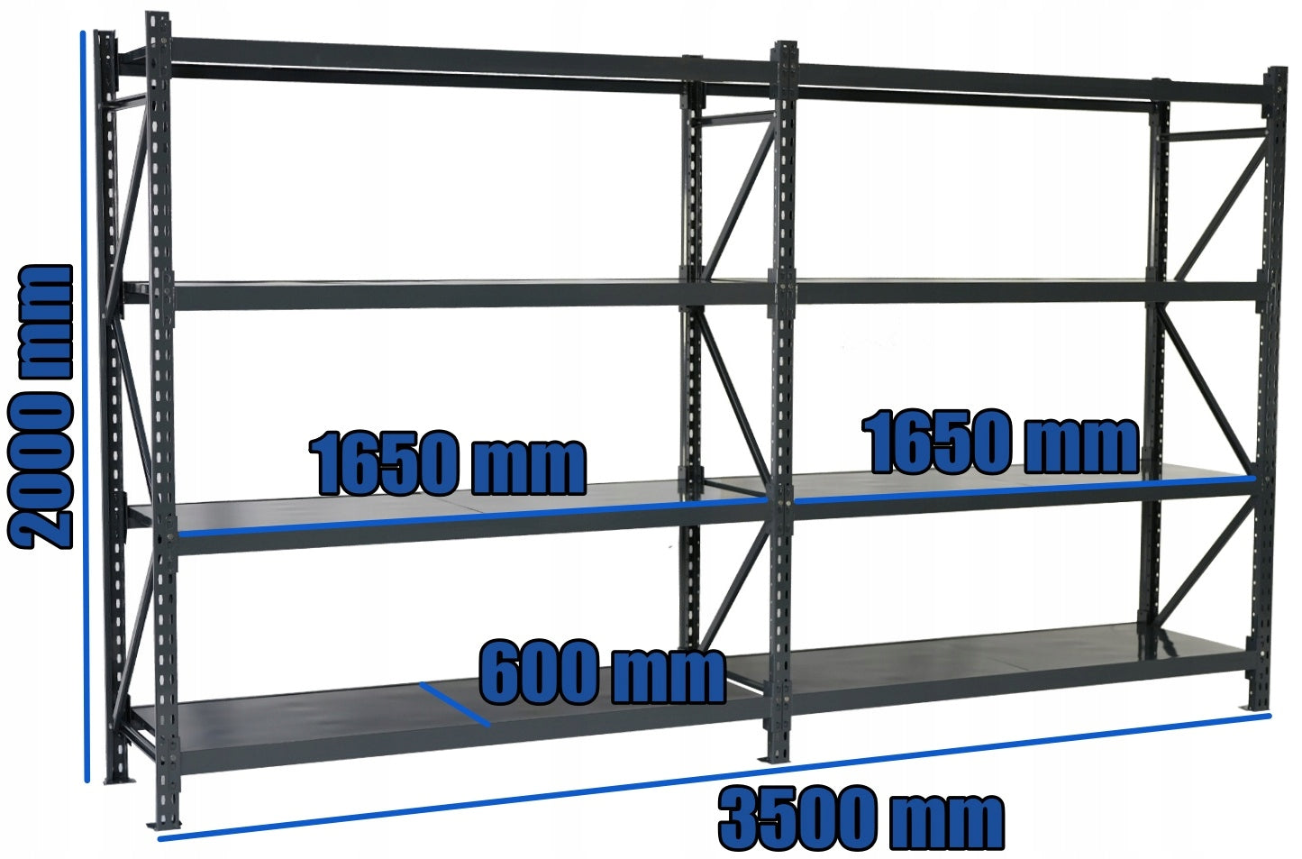 WORKSHOP STORAGE METAL RACK GR 200X350X60 MOP4 350 kg PER SHELF Manufacturer code DGR20035060MOP4