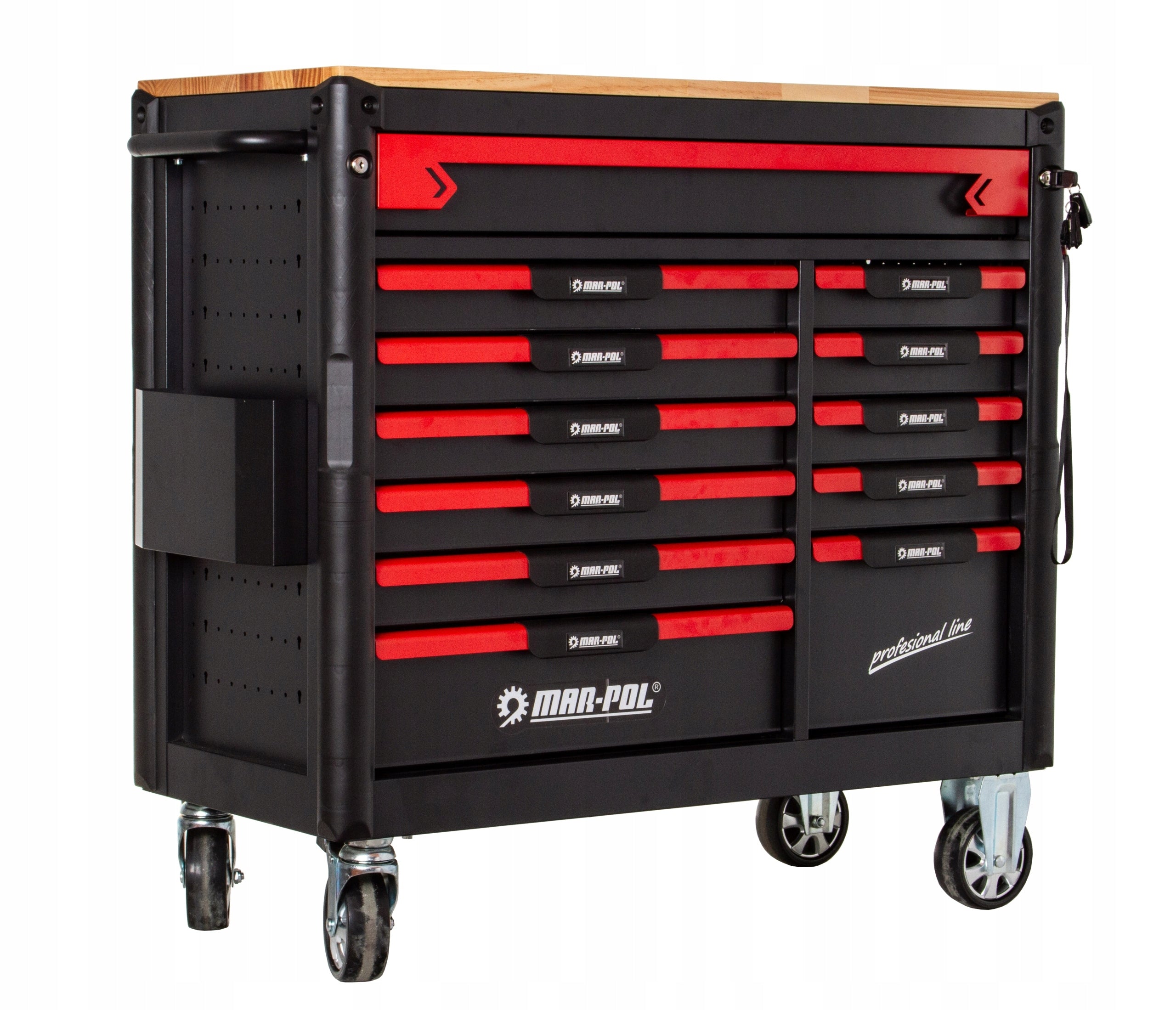 WORKSHOP TOOL TROLLEY / 12 Drawers / WOODEN TABLETOP / Empty Manufacturer code M66603