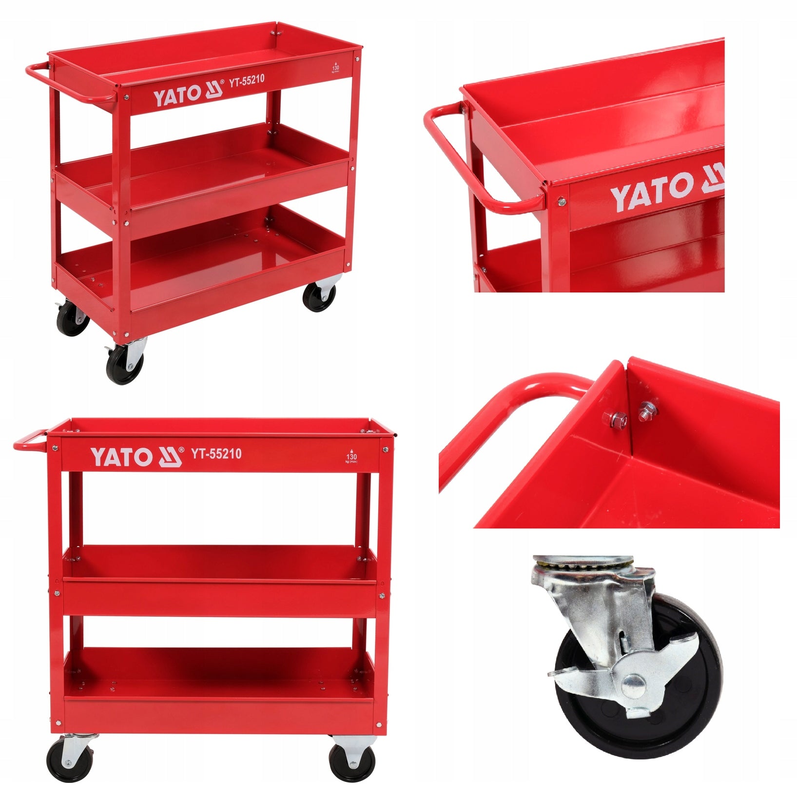 WORKSHOP TROLLEY MOBILE CABINET 130KG 3 SHELVES YATO YT-55210