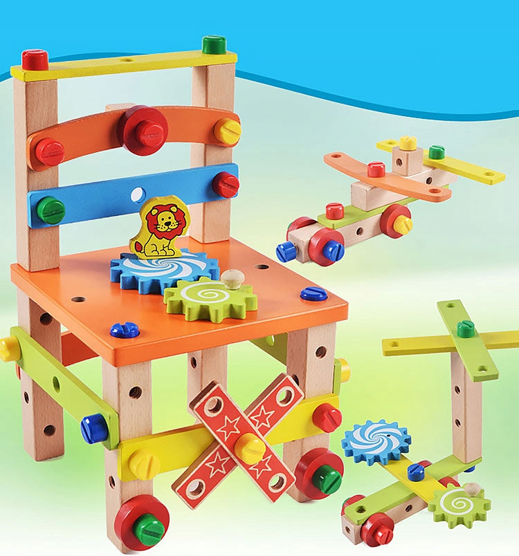 WORKSHOP WOODEN CHAIR + TOOLS FOR CHILDREN XXL DIY SET Brand click4TOYS