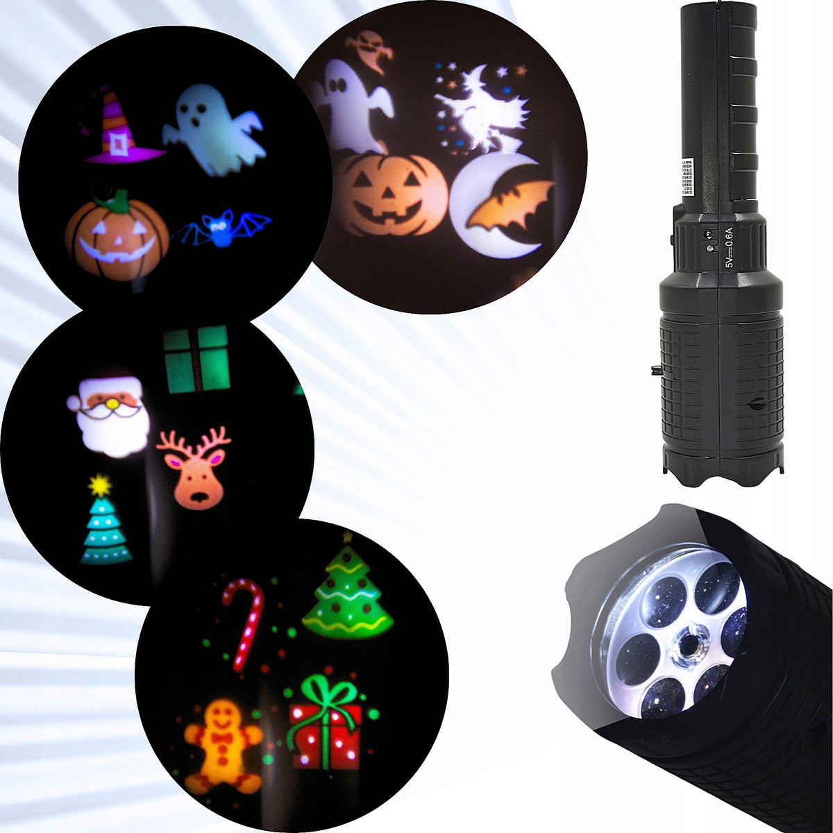 WORLD PROJECTOR PORTABLE LED PROJECTOR BATTERIES OR USB HOLIDAY HALLOWEEN