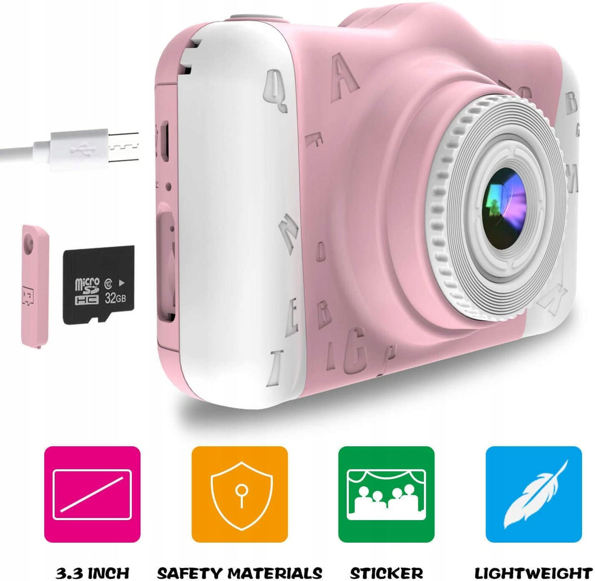 WOWGO Digital Camera for Kids PINK CARD 32GB 12MP LARGE SCREEN ACCESSORIES Manufacturer code B07ZKJV17F