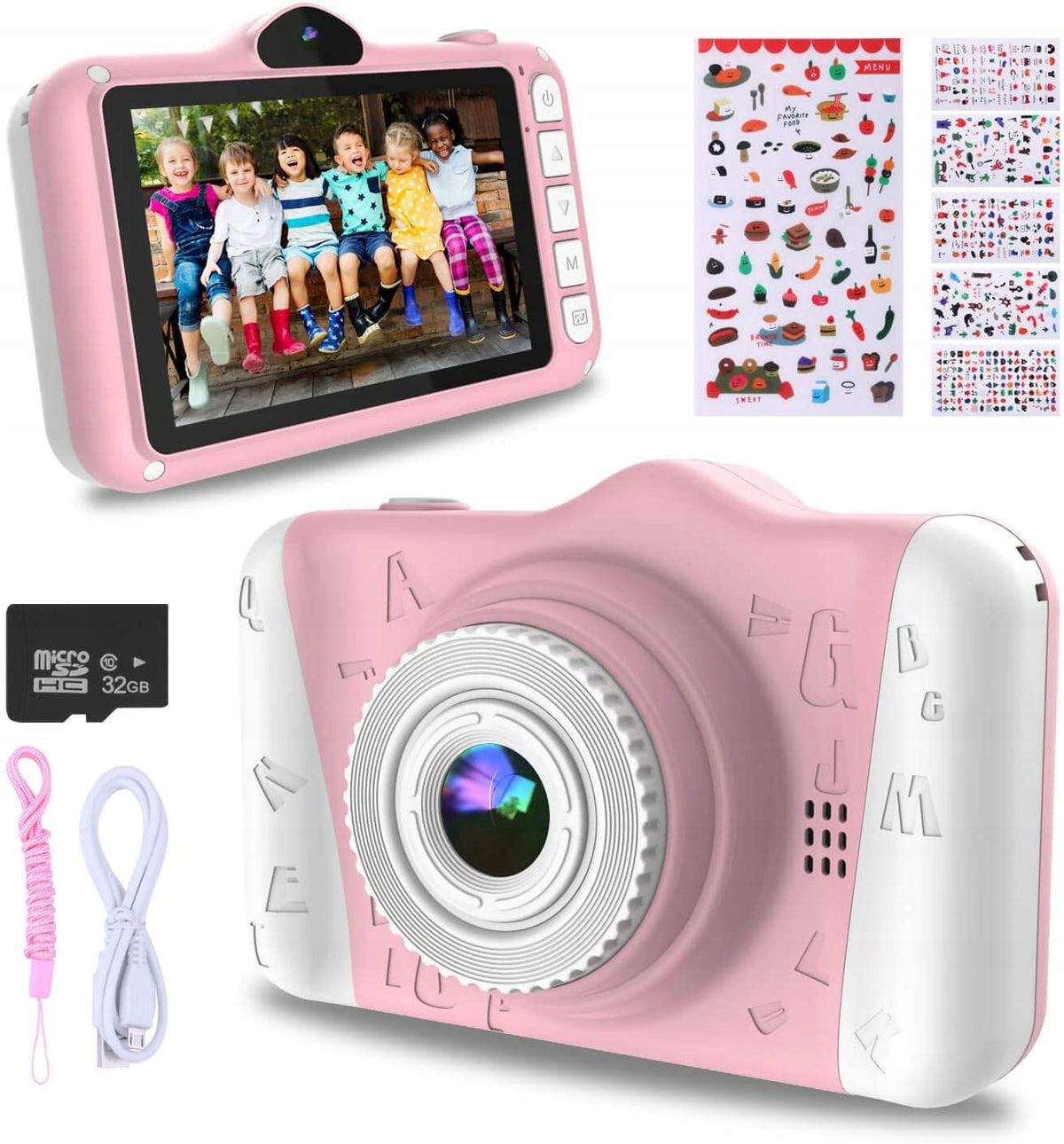 WOWGO Digital Camera for Kids PINK CARD 32GB 12MP LARGE SCREEN ACCESSORIES