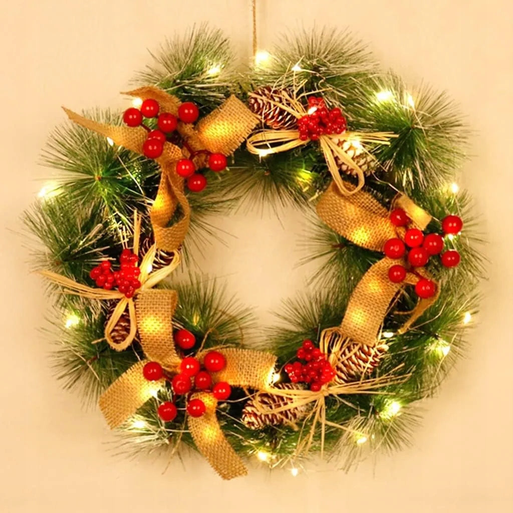 WREATH CHRISTMAS WREATH FOR DOOR LED DECORATION WREATH REED ORNAMENT 30cm Brand Cantebia