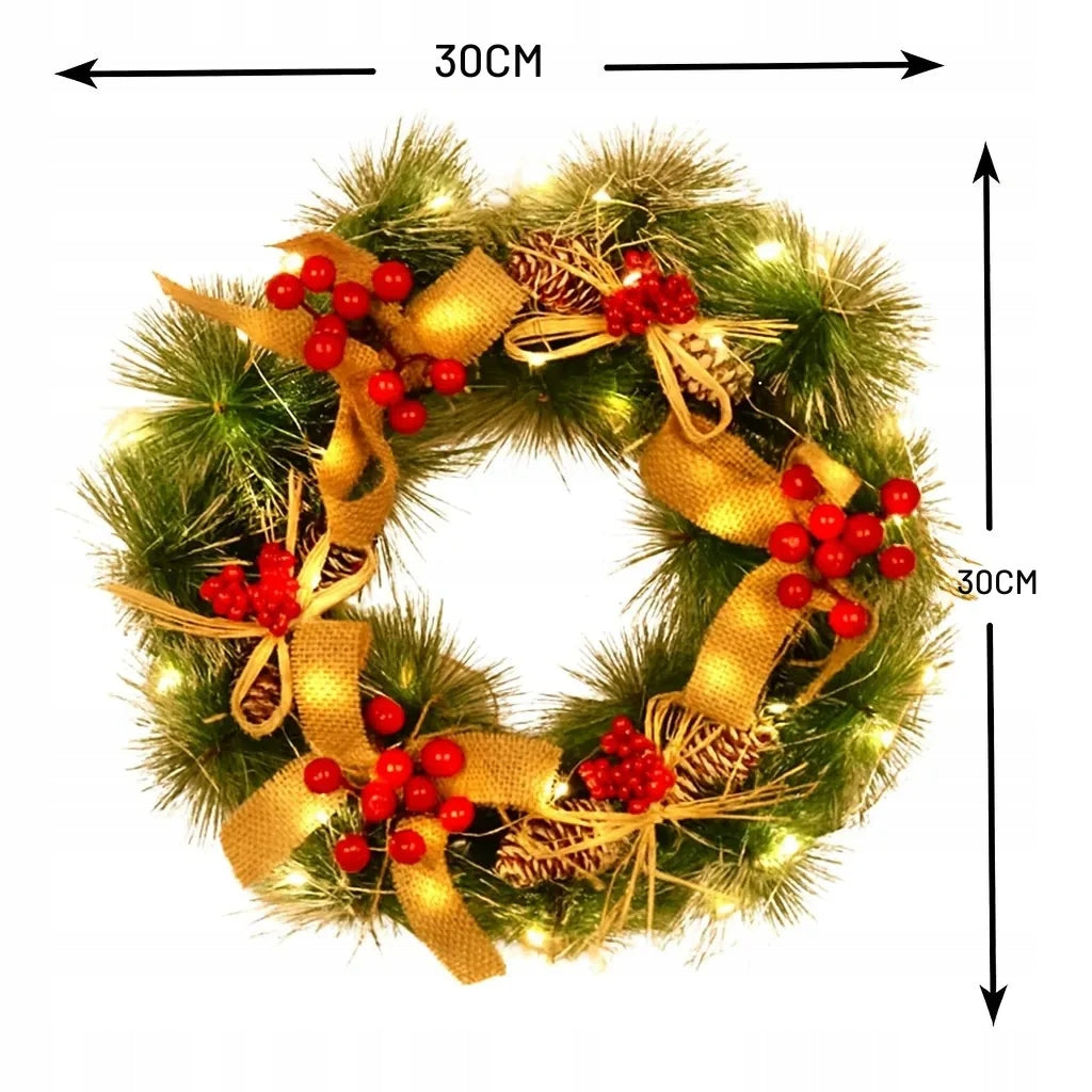 WREATH CHRISTMAS WREATH FOR DOOR LED DECORATION WREATH REED ORNAMENT 30cm Manufacturer code STROIK ŚWIĄTECZNY NA DRZWI LED