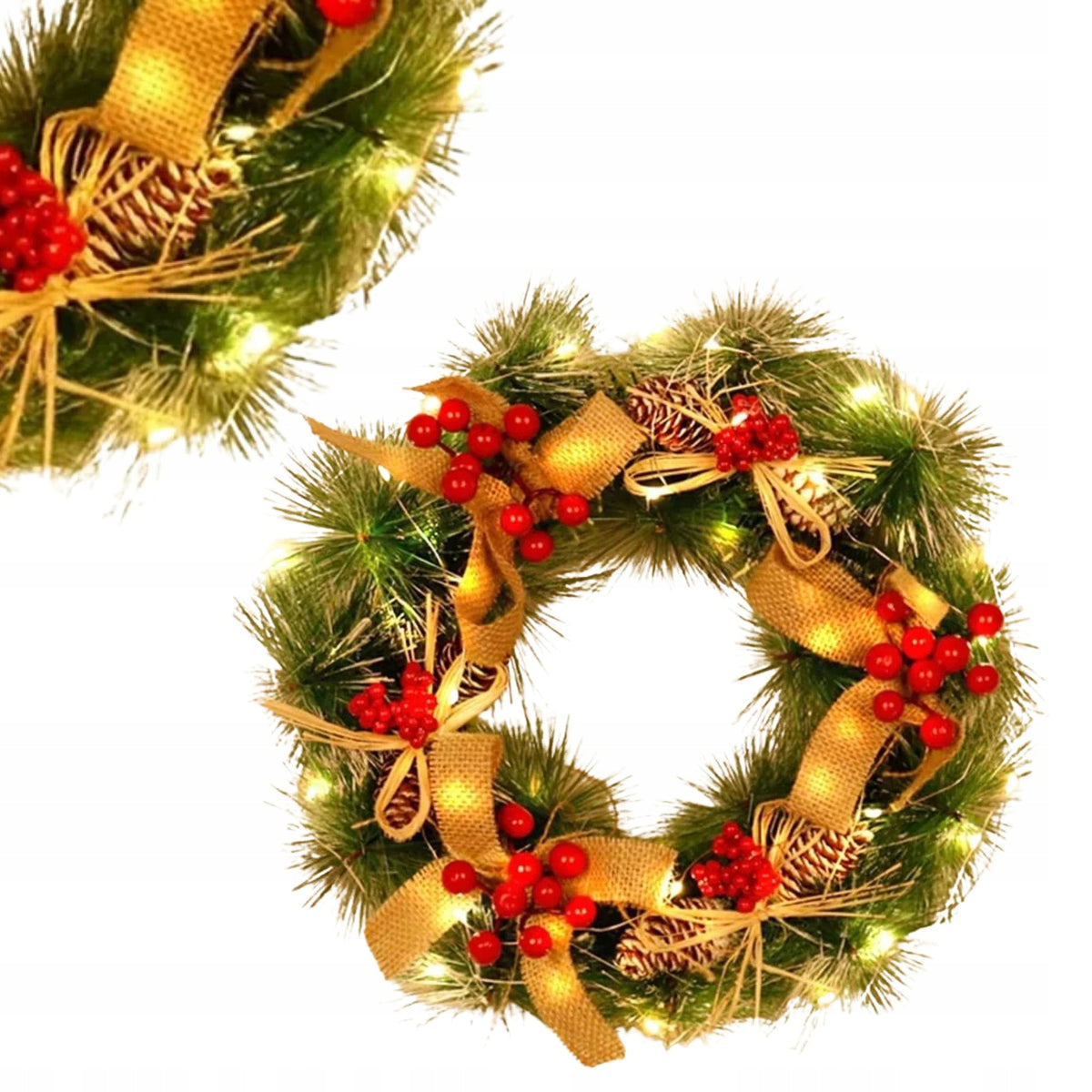 WREATH CHRISTMAS WREATH FOR DOOR LED DECORATION WREATH REED ORNAMENT 30cm