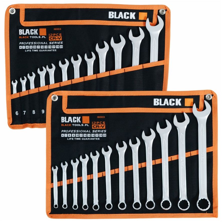 WRENCHE SET OPEN RING WRENCHES 6-22mm COLD STEMP HEATED 12pc CRV BLACK EAN (GTIN) 5907724597166