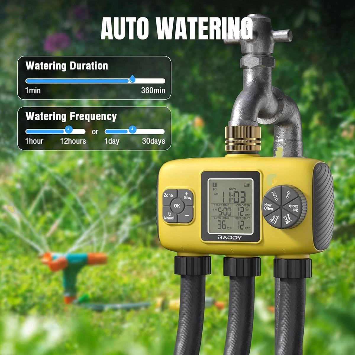 WS-8 IRRIGATION TIMER 3 ZONES RAIN DELAY LARGE LCD IPX5 Brand no brand