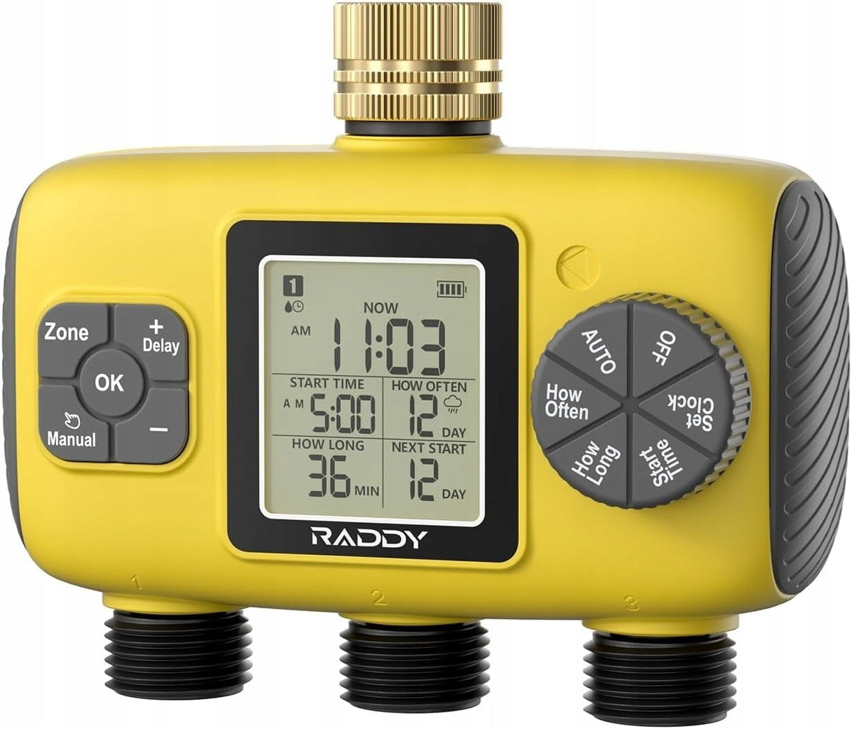 WS-8 IRRIGATION TIMER 3 ZONES RAIN DELAY LARGE LCD IPX5