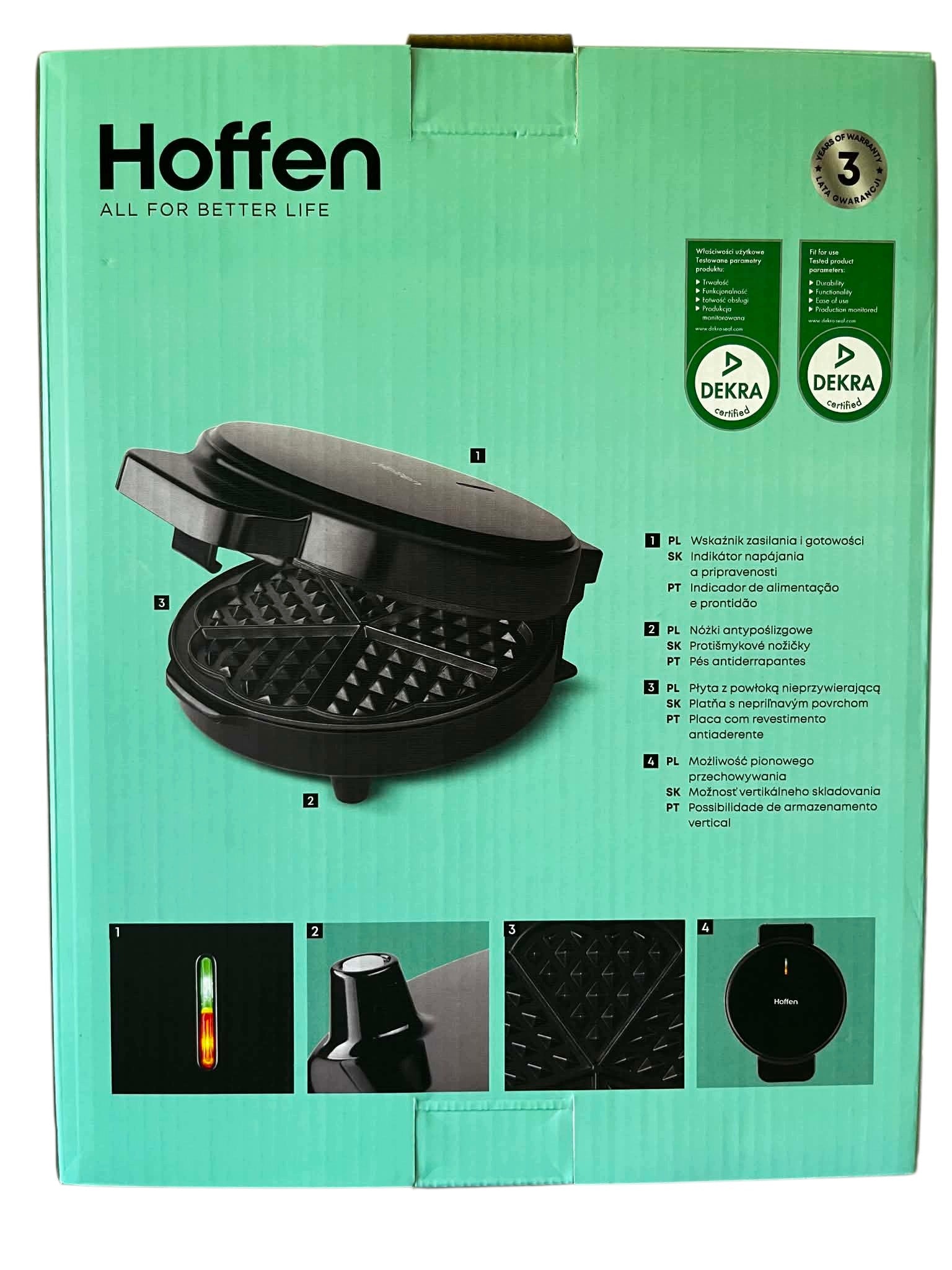 Waffle Iron Hoffen HEARTS 1200 W black Manufacturer code 1