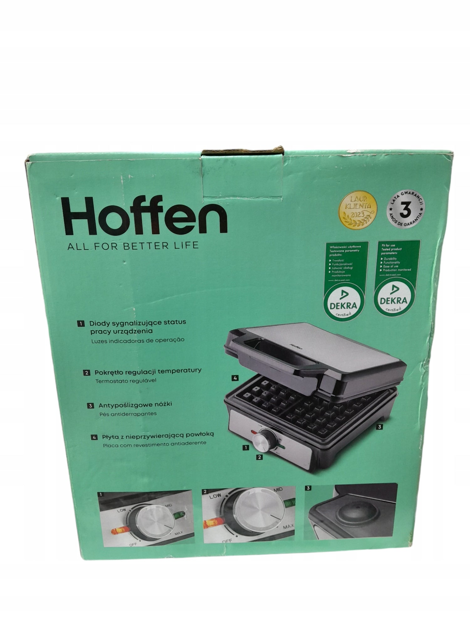 Waffle Iron Hoffen WM-4356 1600 W silver/grey Packaging status original