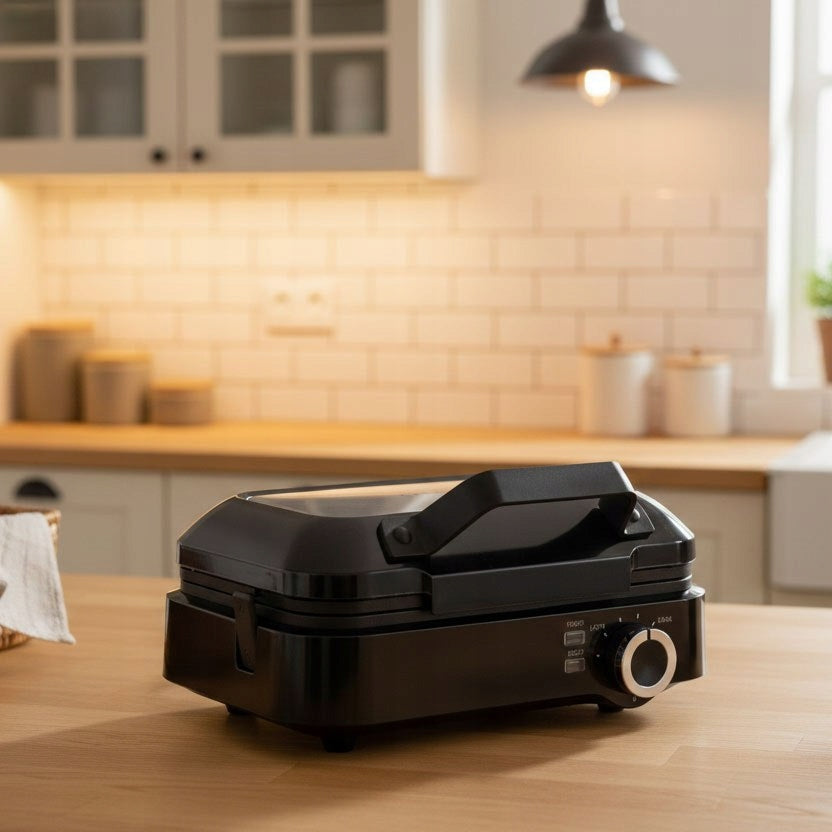 Waffle Iron for 2 Large Waffles Nonstick Coating Temperature Control 1 Packaging status original