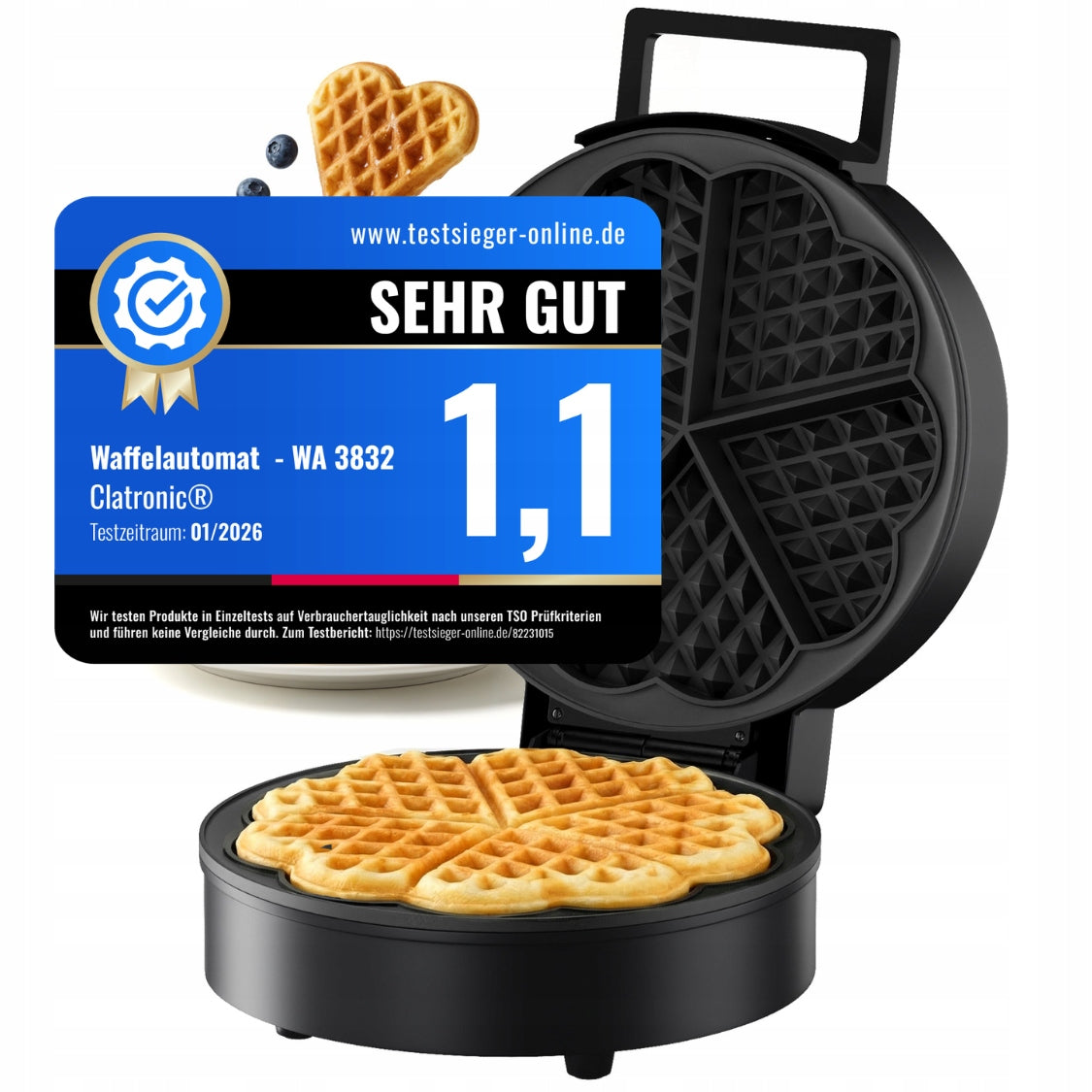 Waffle iron Clatronic WA 264831 (black) Power rating 1200 W