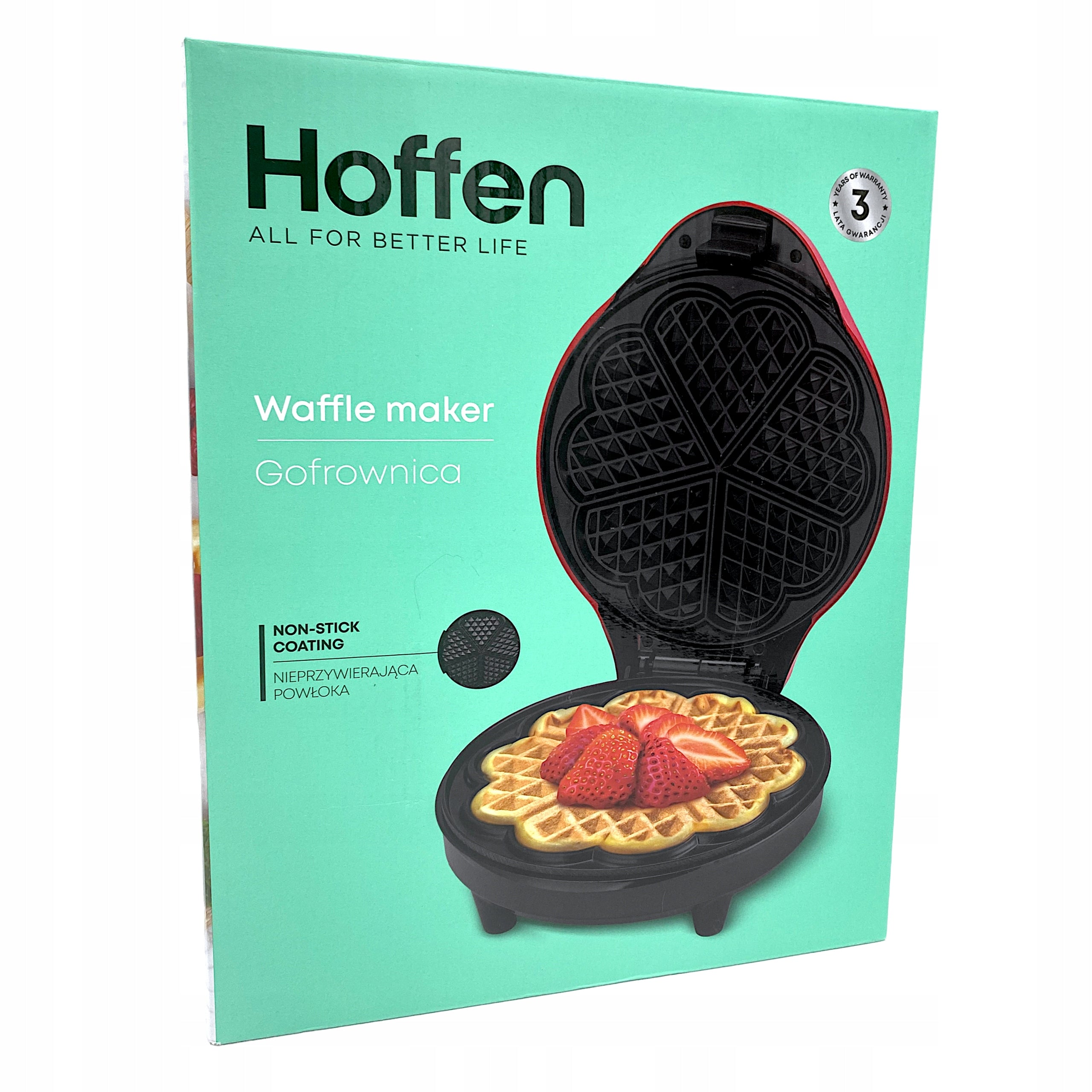 Waffle iron Hoffen 1200 W heart red Power rating 1200 W