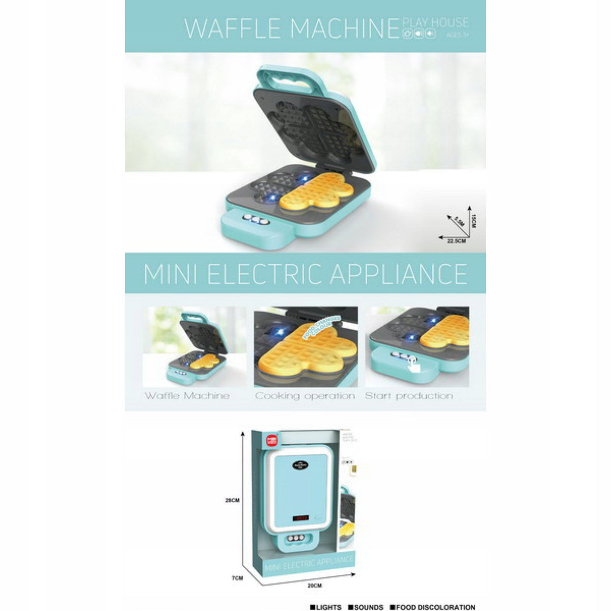Waffle iron with light and sound function + accessories