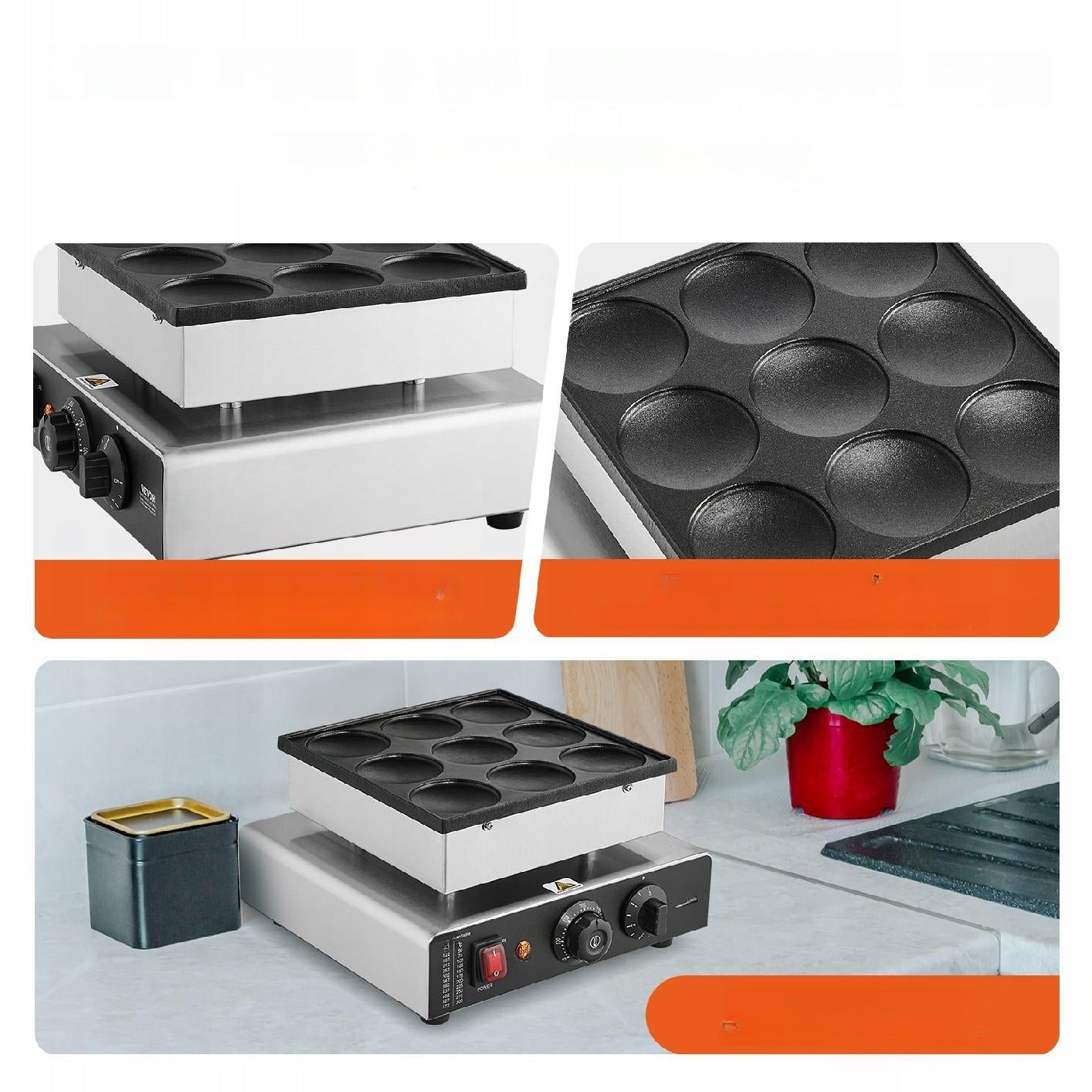 Waffle maker for Poffertjes Dutch pancakes pancake maker 9 pcs 1700W Model 9 szt 1700W