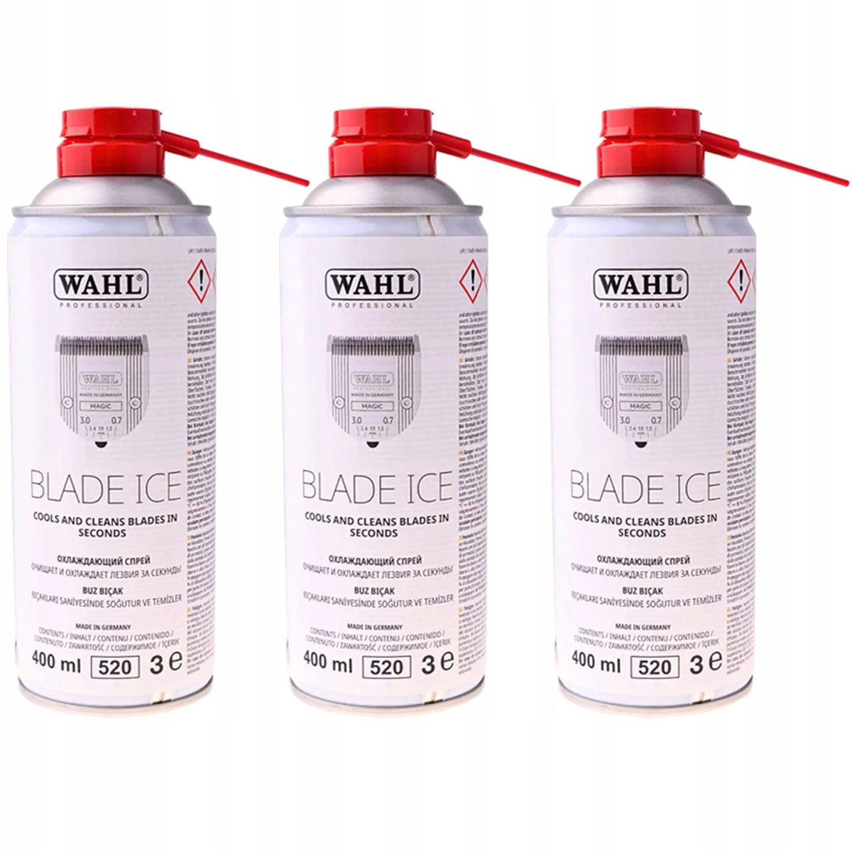 Wahl Blade Ice Spray 4in1 preparation for cooling, blade protection, 3x400ml