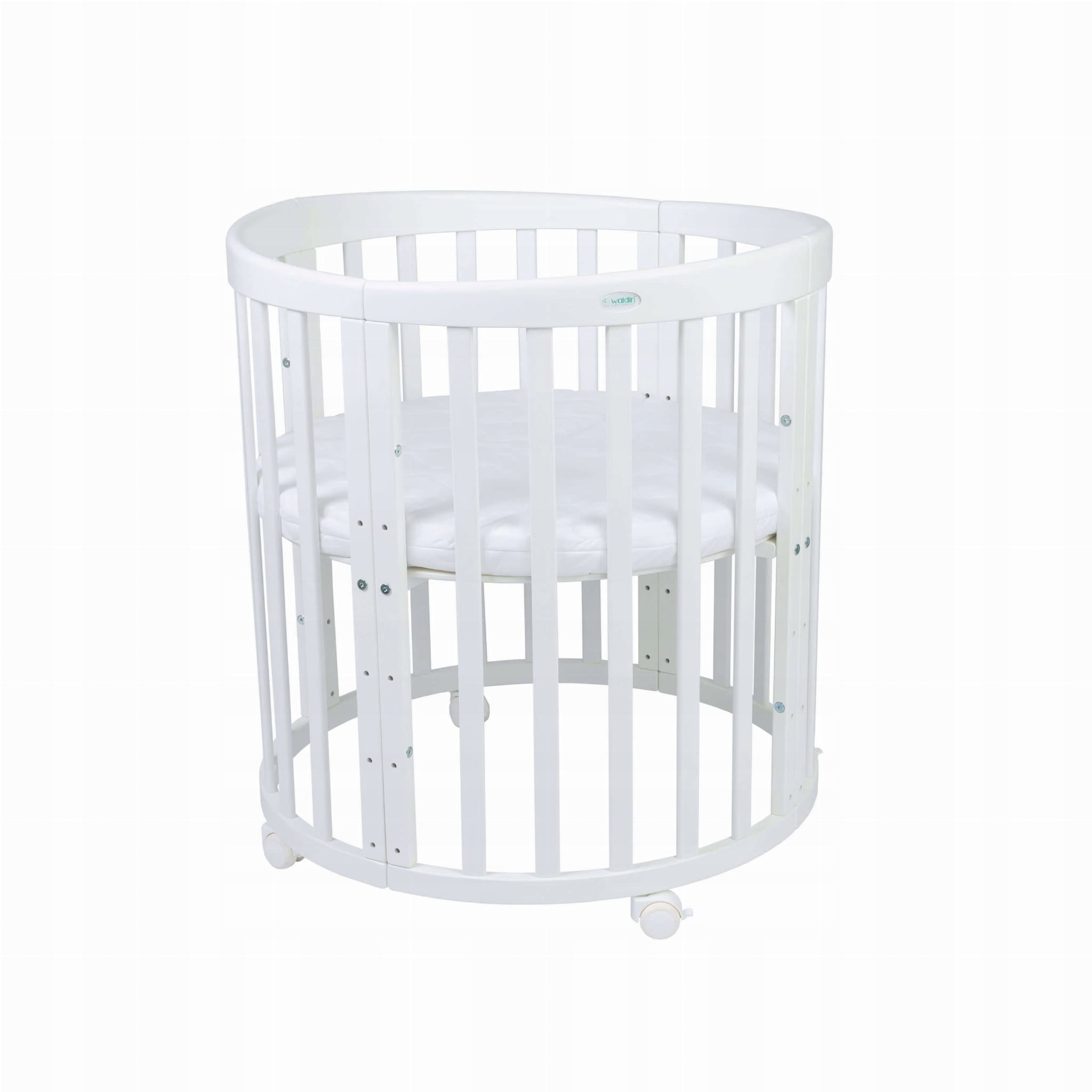 Waldin cot (oval) 7in1 with mattress Wheels&Belts, White Packaging status original