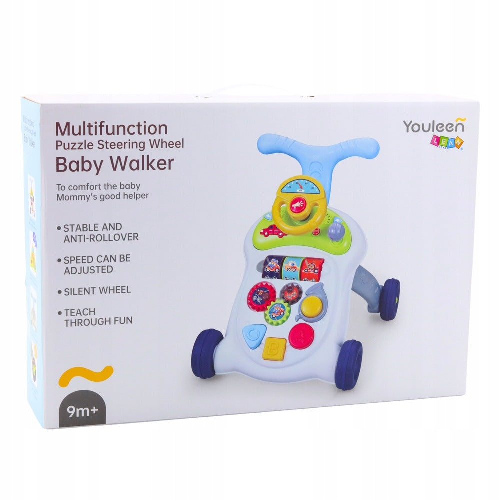 Walker interactive pusher for children 9+ with steering wheel Color blue