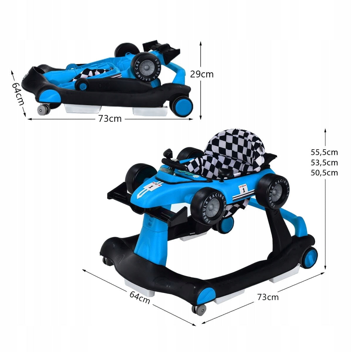 Walker rider Costway blue with height adjustment and sound
