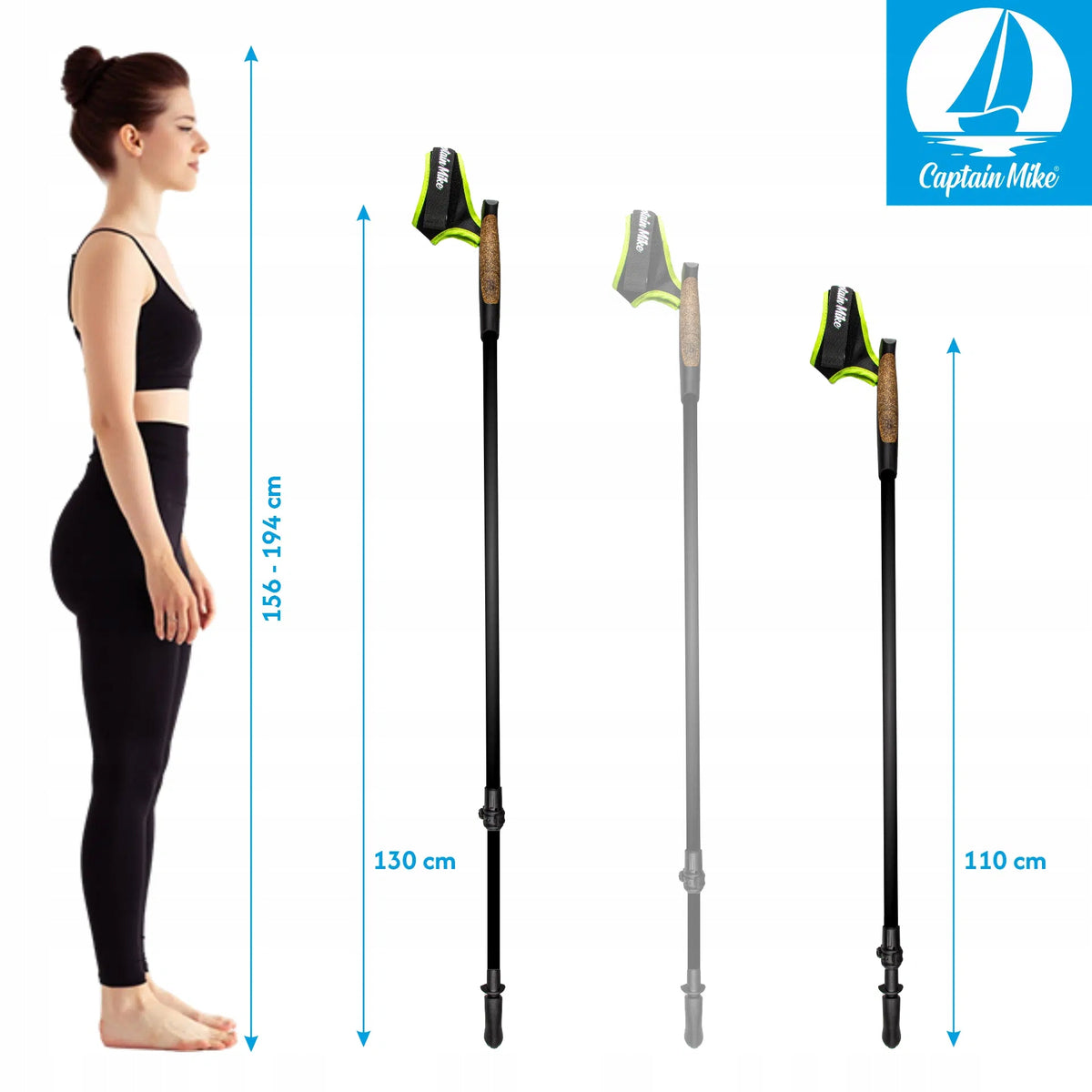 Walking poles 50% carbon NORDIC WALKING Adjustable lightweight Captain Mike Manufacturer code 310003375