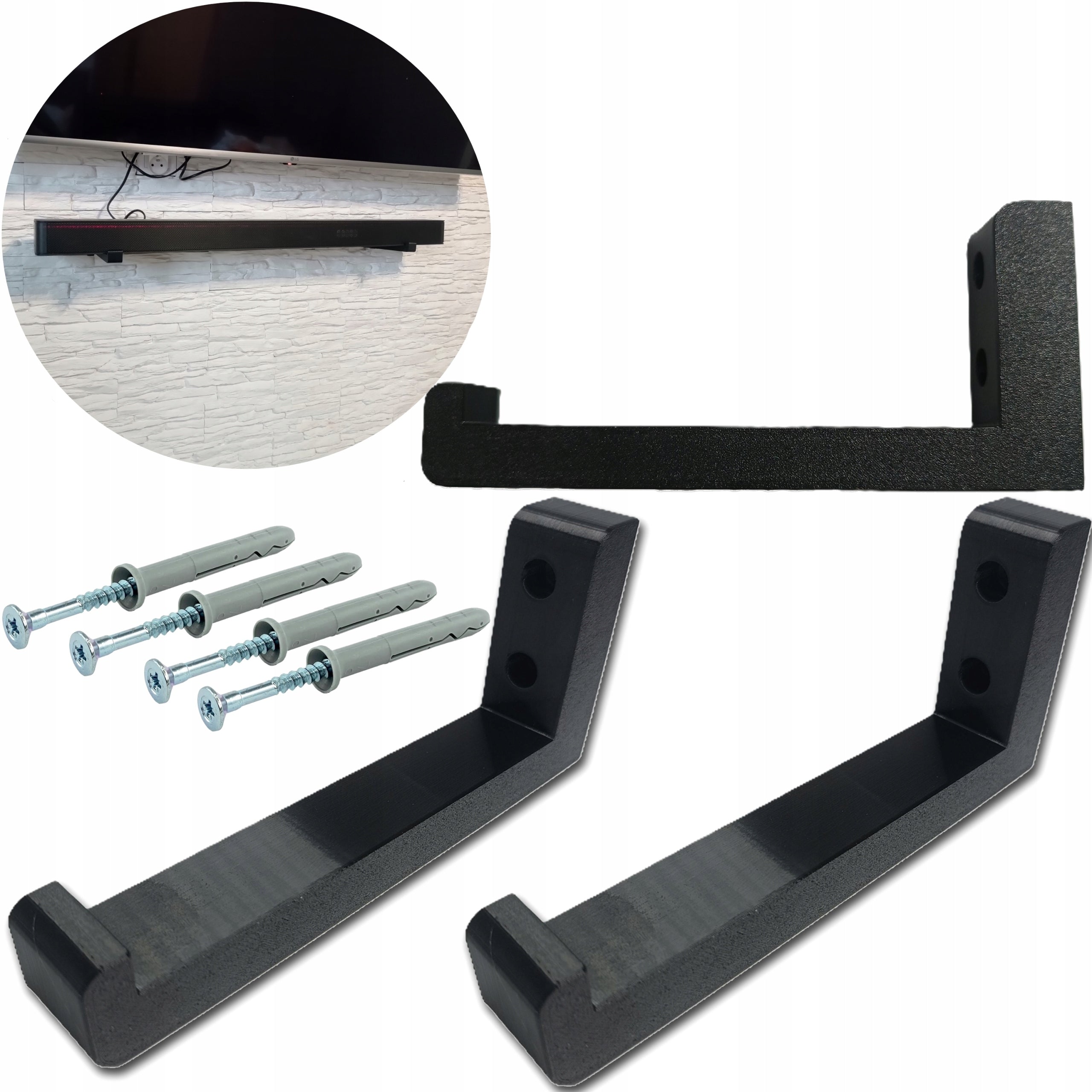 Wall Hanger Holder for Speaker Strips from Soundbar Black