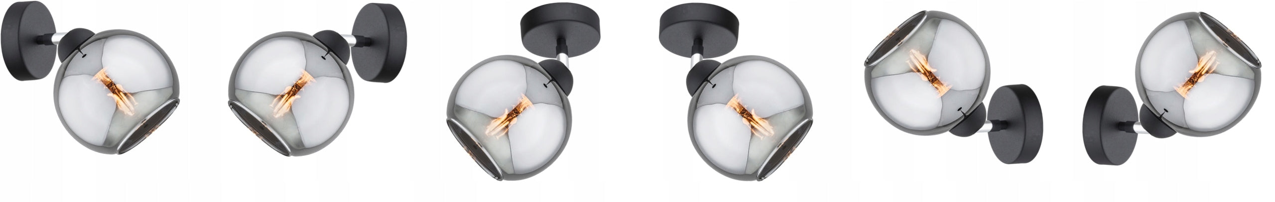 Wall Lamp Glass Black Ball Chrome Dior LED E27 Brand Elko-Lighting
