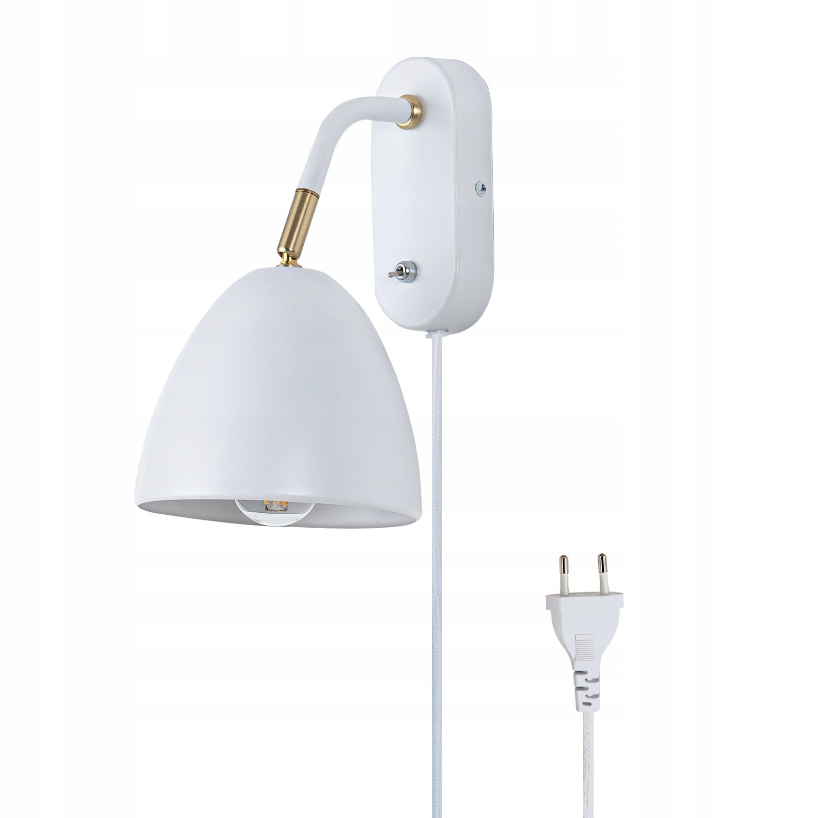 Wall Lamp White with Switch and Plug for Socket E27