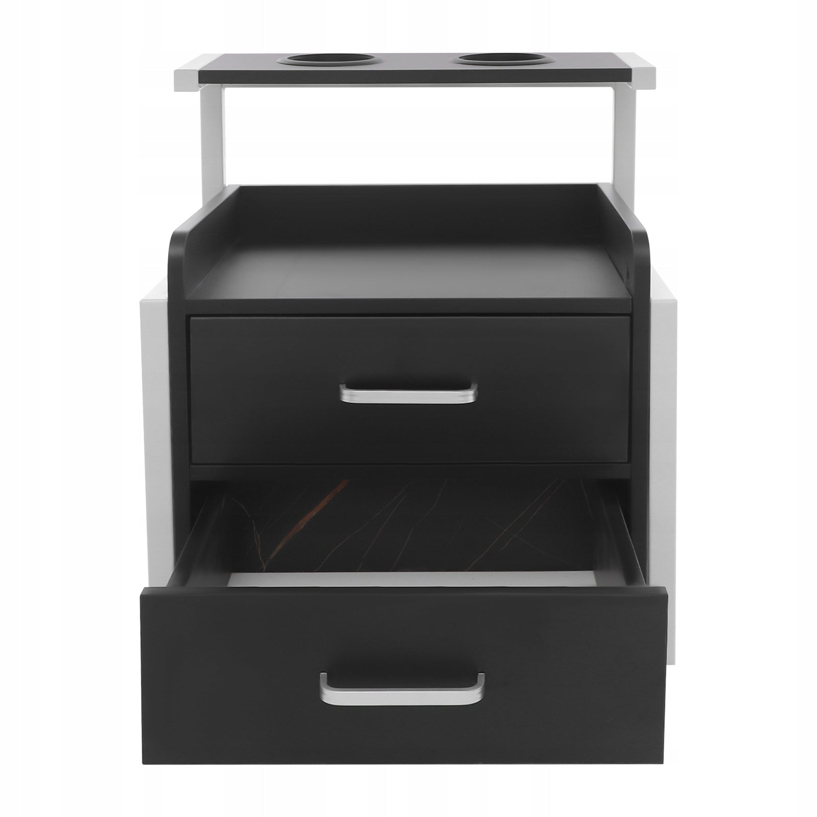 Wall Mount Hair Salon Cabinet 2 Drawers White Black Storage for Tools 30KG