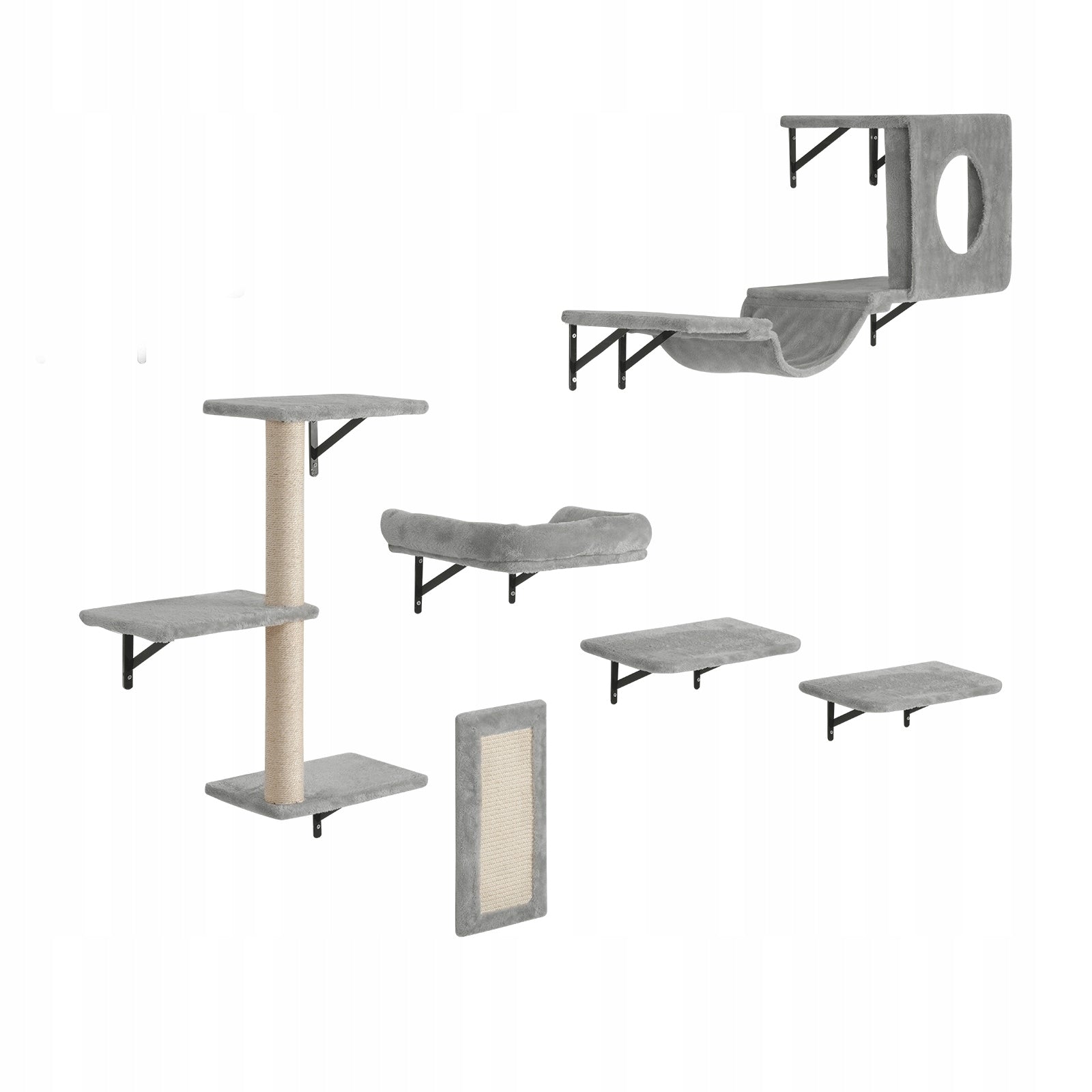 Wall Mounted Cat Shelves Tree with Jump Boards Hammock Sofa Grip Set of 6 Height (cm) other