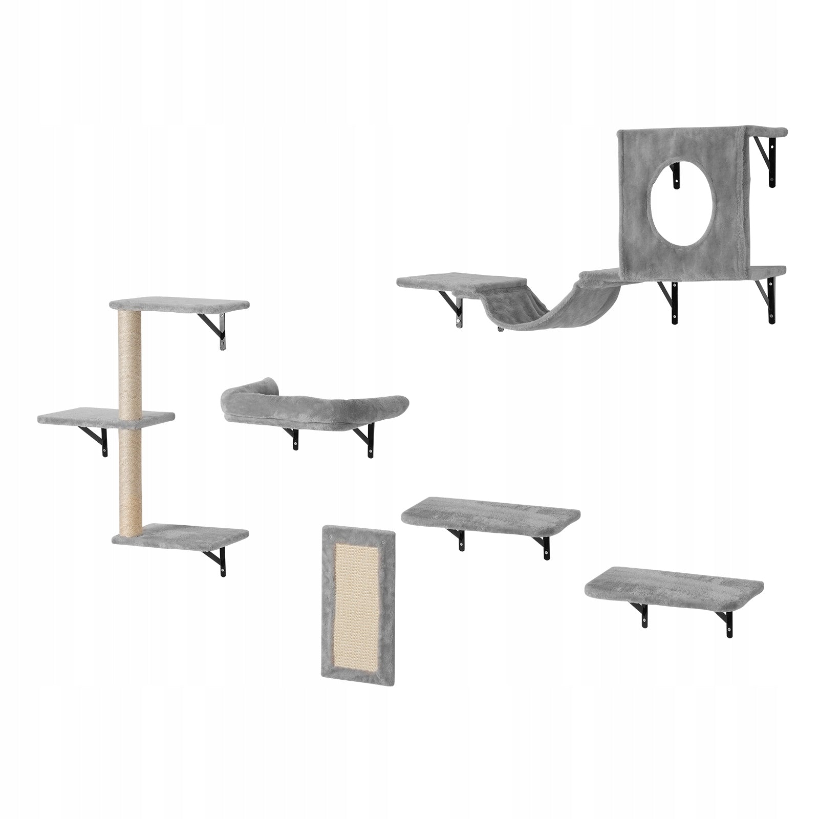 Wall Mounted Cat Shelves Tree with Jump Boards Hammock Sofa Grip Set of 6 Manufacturer code ZYSBGSMPJ6