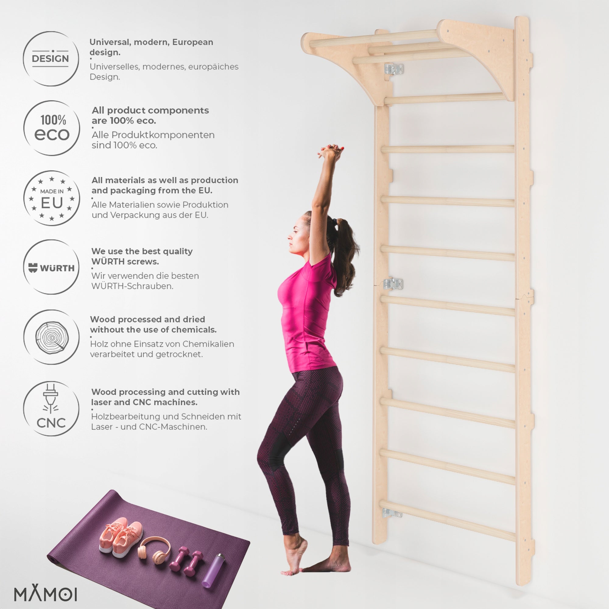Wall Mounted Gymnastic Ladder with Handle for Adults Manufacturer code DRAB/SC-DOR-SKL