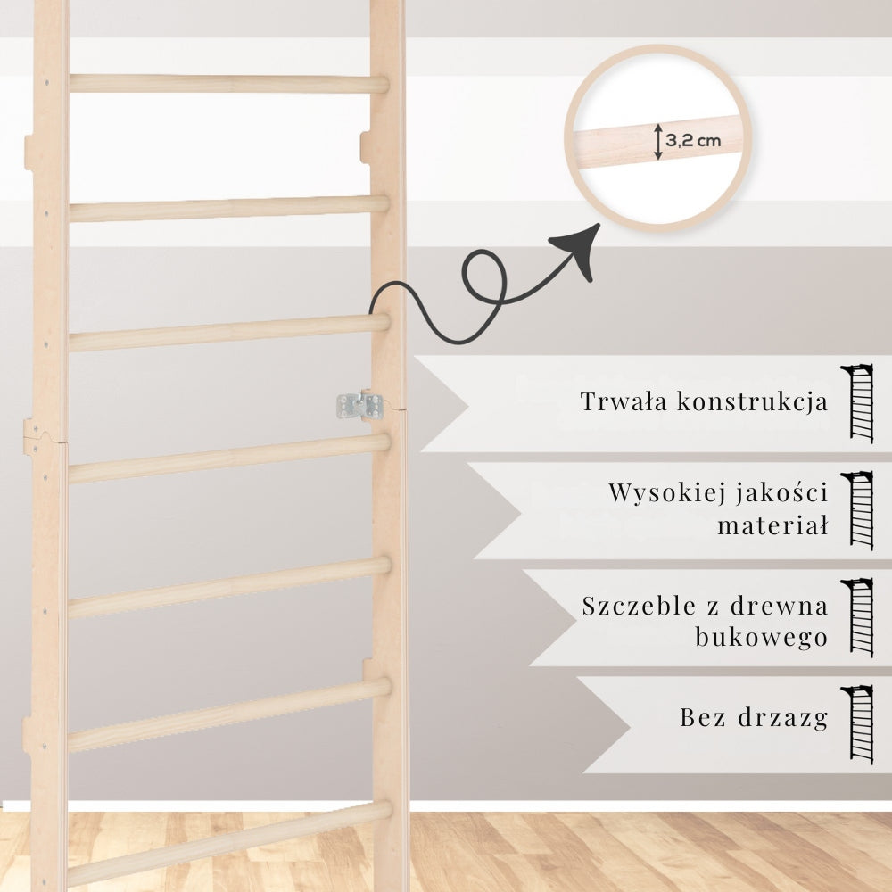 Wall Mounted Gymnastic Ladder with Pull-Up Handle + DIP Set Manufacturer code DRAB/SC-DOR-SKL+DIP