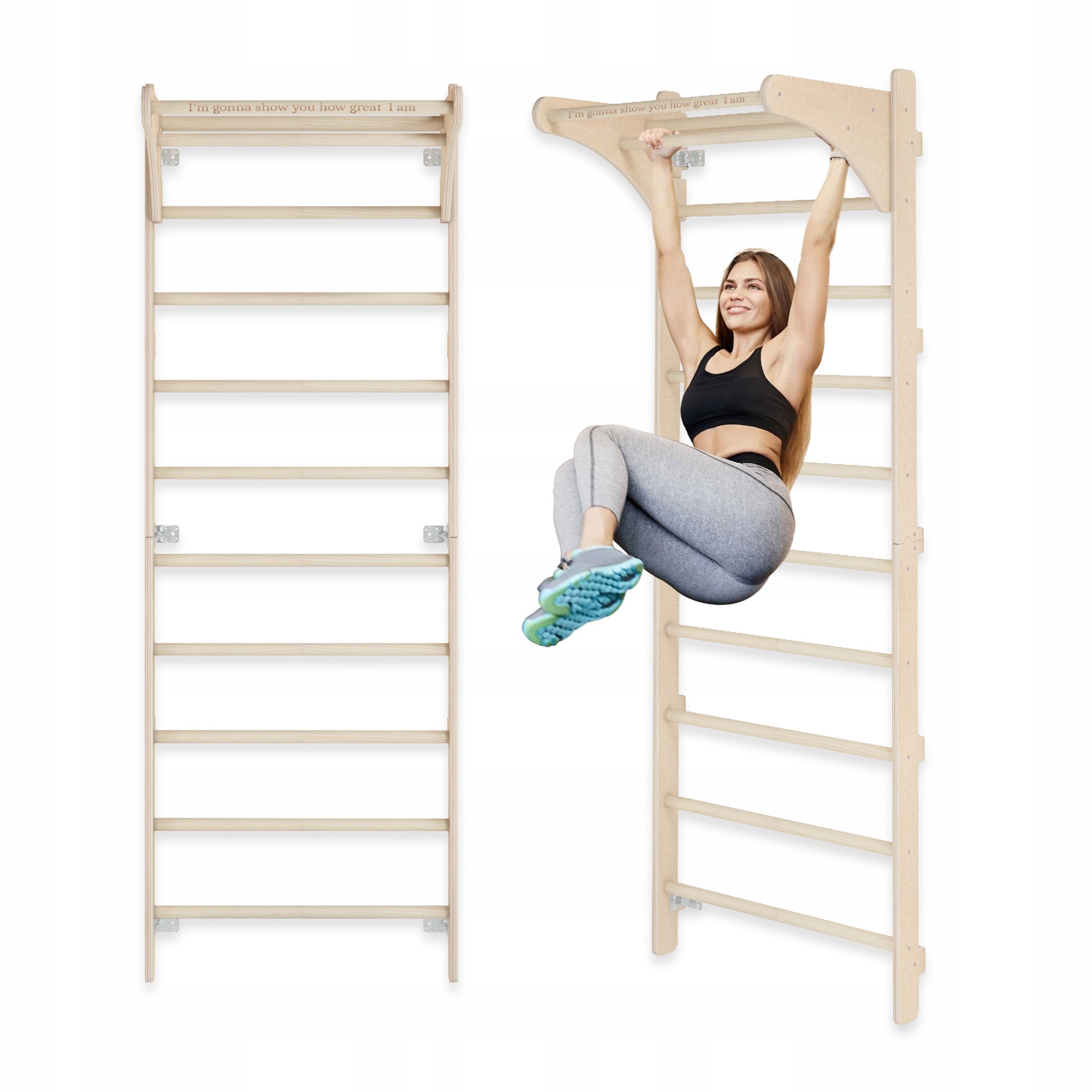 Wall Mounted Gymnastic Ladder with Pull-Up Handle + PERSONALIZATION